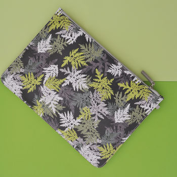 All Over Leaf Leather Clutch Bag, 3 of 4