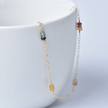 Multicoloured Sapphire Dainty Chain Bracelet, 3 of 9