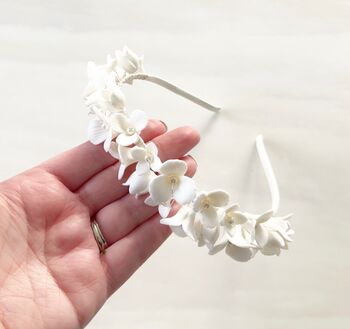 White Porcelain Flower Bridal Headband, 4 of 5