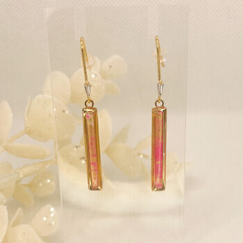 Pink And Gold Foil Specked Dainty Drop Earrings, 4 of 8