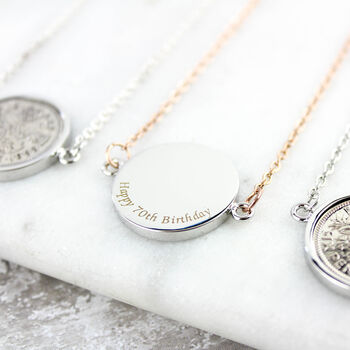 Personalised 70th Birthday Sixpence Necklace, 4 of 12
