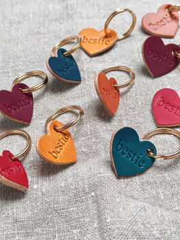 Bestie Leather Heart Keyring, 8 of 8