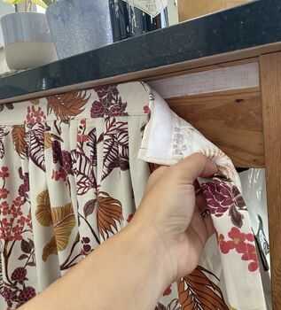 Fall Decor Velcro Sink Skirt, Bespoke Under Cabinet Curtain, 5 of 5