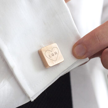 Wedding Couples Heart Personalised Square Cufflinks, 10 of 12