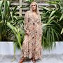 'Danica' Cream, Terracotta And Gold Floral Print Maxi Dress, thumbnail 2 of 12