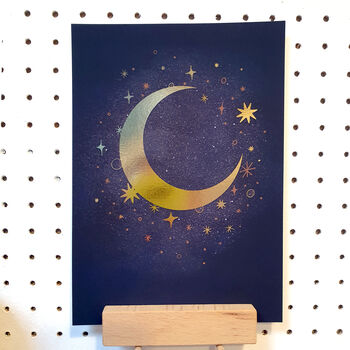 Celestial Moon And Star Foiled A5 Mini Art Print, 2 of 7