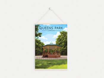 Queen's Park London Travel Poster Art Print, 6 of 8