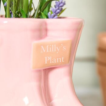 Personalised Small Pink Welly Boots Planter, 4 of 8