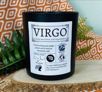 Personalised Virgo Horoscope Star Sign Candle, 2 of 11