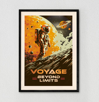 Set Of Three Space Themed Retro Unframed Posters Mixed Sizes, 4 of 6