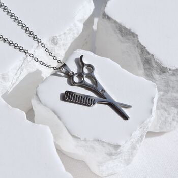 Silver Scissors Necklace Gift For Barber, 3 of 5