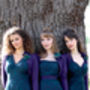 Lace Bridesmaids Dresses In Emerald And Blackcurrant, thumbnail 3 of 8