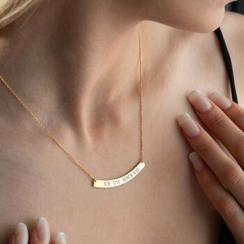 Roman Numeral Round Bar Necklace, 3 of 5