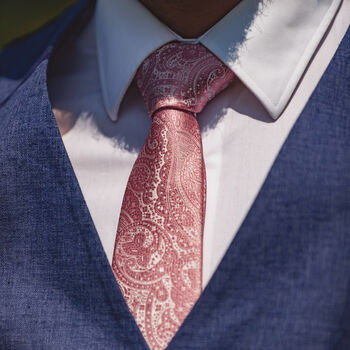 Dusty Pink Wedding Tie Set And Socks Groomsmen Gift, 7 of 8