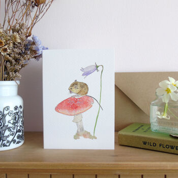 Mouse And Toadstool Greetings Card, 6 of 8