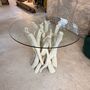 Four Seater Driftwood Round Dining Table With Glass Top, thumbnail 9 of 11