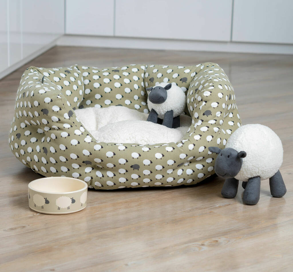 Sheep Print Oval Dog Bed By Blackdown Lifestyle