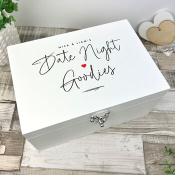 Personalised White Couples Date Night Treat Box Three Sizes, 4 of 12