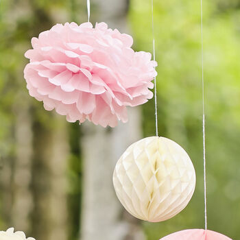Pom Pom And Honeycomb Hanging Tissue Party Decorations, 3 of 4