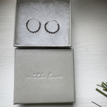 Small Hoop Earrings With Textured Finish, 2 of 2