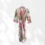 White And Pink Flower Print Cotton Dressing Gown Kimono, thumbnail 1 of 2