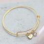 Personalised Heart Of Gold Birthstone Bangle, thumbnail 3 of 11