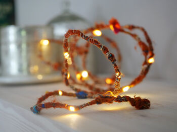 Recycled Sari Silk Fairy Light String, 4 of 12