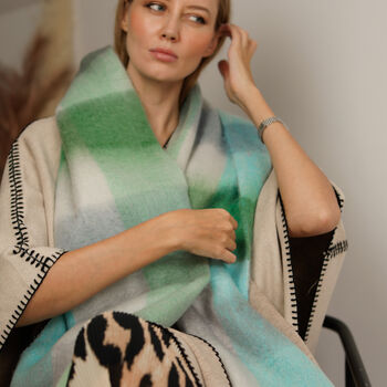 Soft Mint And Sky Checked Scarf, 4 of 7