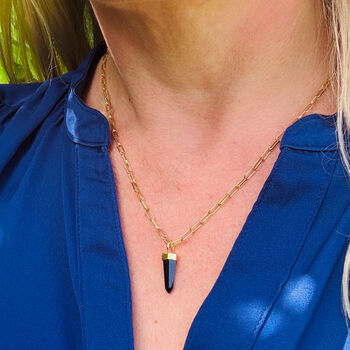 The En Pointe Black Tourmaline Necklace, Gold, 2 of 7