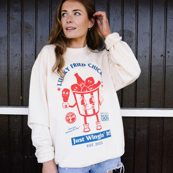 Lucky Fried Chicken Unsiex Graphic Sweatshirt, 2 of 3