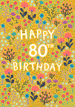 80th Birthday Card For Women, Floral 80th Card, For Her, 4 of 4