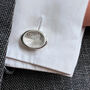 Silver Fingerprint Oval Cufflinks, thumbnail 2 of 4