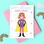 Superhero Girl Personalised Birthday Card, thumbnail 1 of 4