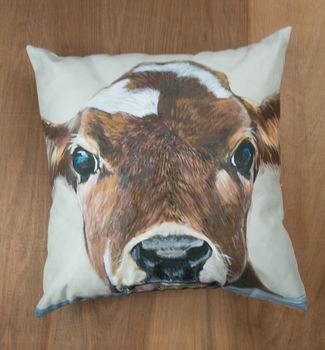Baby Blue Moo, Faux Suede Cow Cushion, 4 of 7