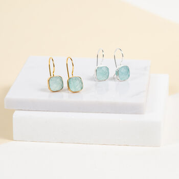 Mondello Blue Chalcedony And Gold Plated Hook Earrings, 3 of 5