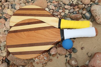 'The Camber' Personalised Handmade Wooden Beach Bat Set, 5 of 6