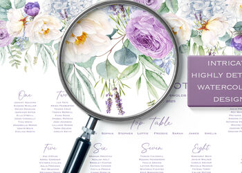 Wedding Table Plan Purple And White Floral, 3 of 6