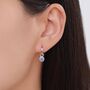 Sterling Silver December Birthstone Tanzanite Blue Crystal Drop Hoop Earrings, thumbnail 2 of 11