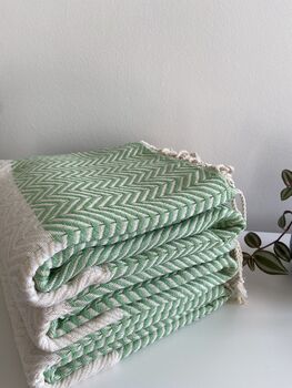 Zigzag Design Green Soft Sofa Throw, 4 of 8