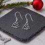 Sterling Silver Christmas Tree Earrings, thumbnail 3 of 7