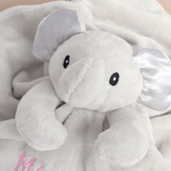 Personalised Grey Elephant Baby Comforter, 2 of 8