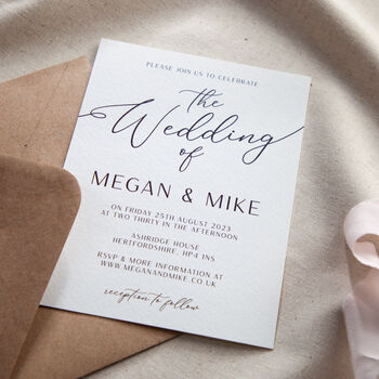 Simple Elegance Wedding Invitation And Envelope, 4 of 5