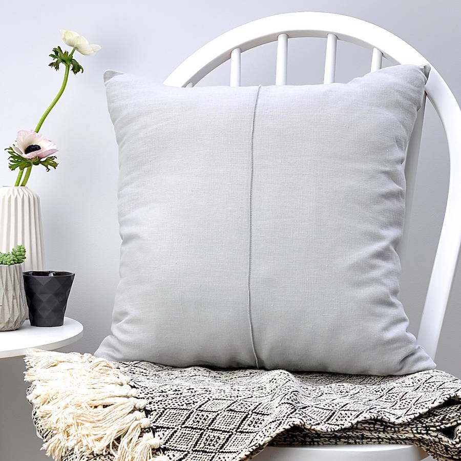 grey linen pin tuck cushion by nomadic being