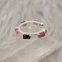 Pink Black Tourmaline Sterling Silver Open Ring, thumbnail 7 of 12