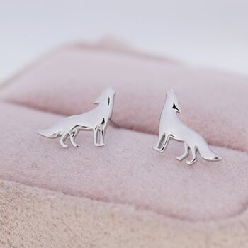 Howling Wolf Stud Earrings In Sterling Silver, 3 of 12