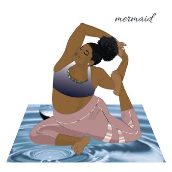 Mermaid Pose Black Girl Yoga Card, 2 of 2