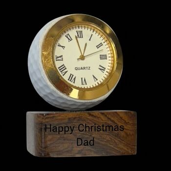 Golf Ball Clock With Personalised Wood Plinth, 6 of 12