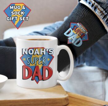 Personalised Super Dad Mug And Socks Set, 2 of 3