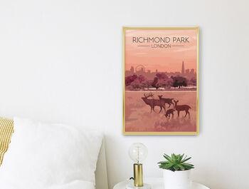 Richmond Park London Travel Poster Art Print, 4 of 7