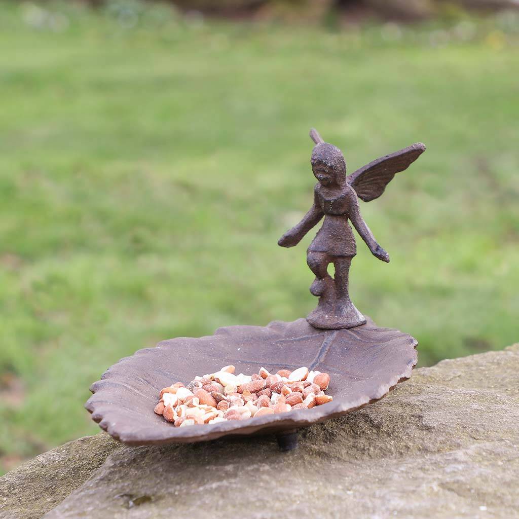 fairy bird feeder statue